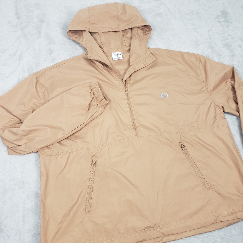 Born Lightweight Boxy Tan Windbreaker Coat Hooded Jacket Women's S Outdoor‎ Vent